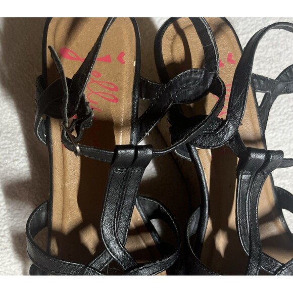Jellypop Womens Black Platform Strappy Wedge Heel Sandals Size 8 - Picture 2 of 9